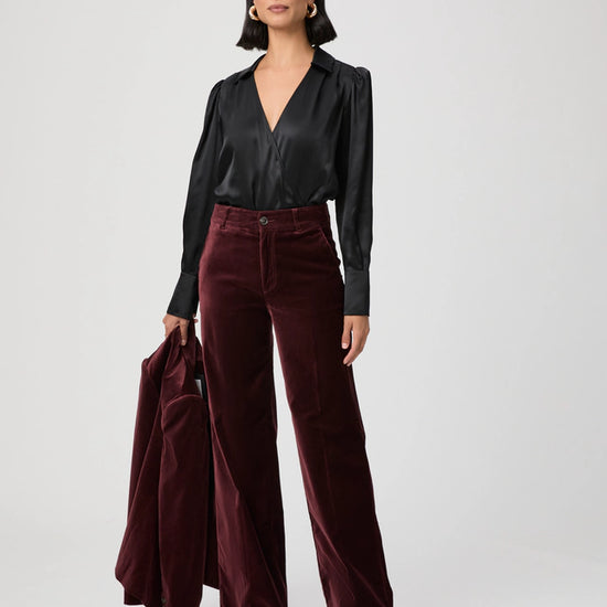 Dark red velvet trousers