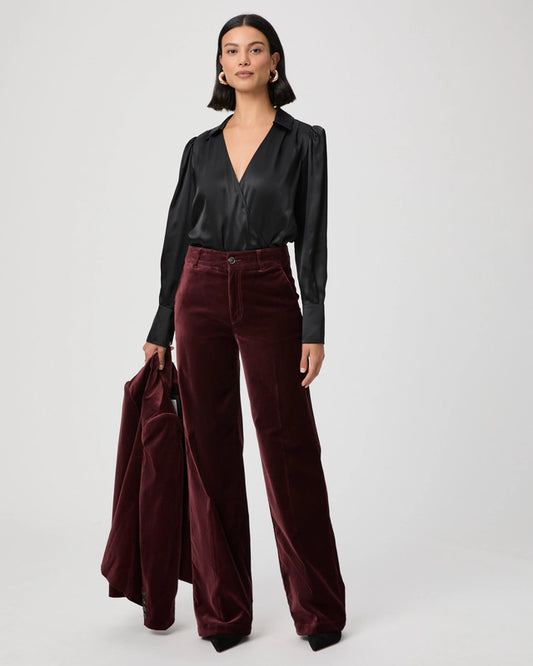 Dark red velvet trousers