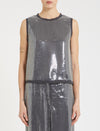 round neck grey sequin sleeveless top