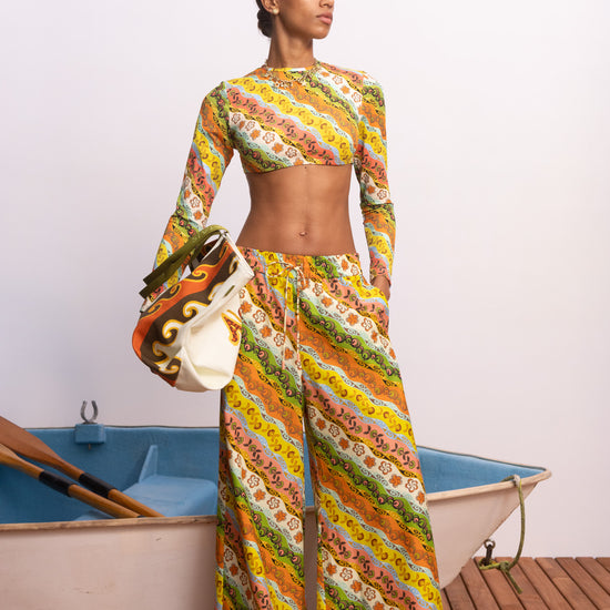colourful pattern wide leg trousers from alemais