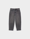 grey barrel leg jeans on white background