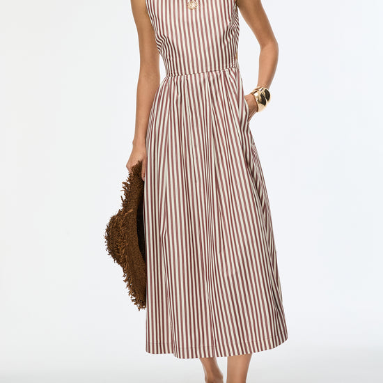Striped round neck sleeveless dress