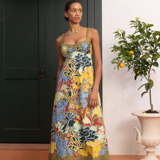 thin strap colourful mid dress from alemais