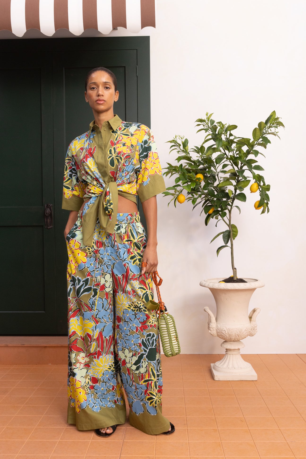 wide leg floral print trousers with elasticated waistband from alemais