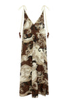 Flat Lay of brown pattern Midi Dress