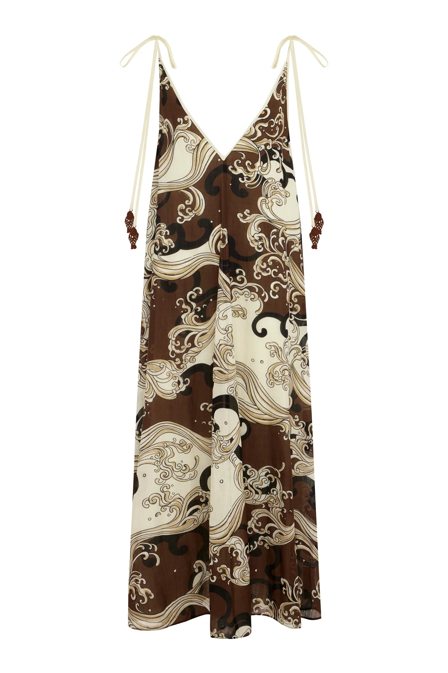 Flat Lay of brown pattern Midi Dress