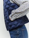 navy sleeveless quilted gilet side view 