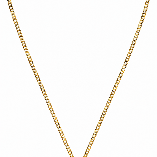 A gold-tone chain necklace with a horizontal bar pendant featuring a central round amber-brown bead, displayed on a clean white background.