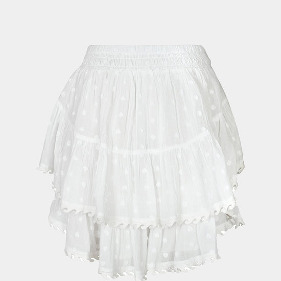 White ruffled skirt on a white background