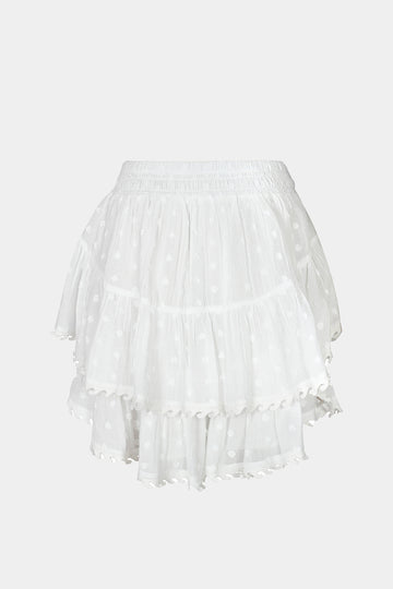 White ruffled skirt on a white background