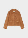 Brown suede jacket on a light gray background from iblues