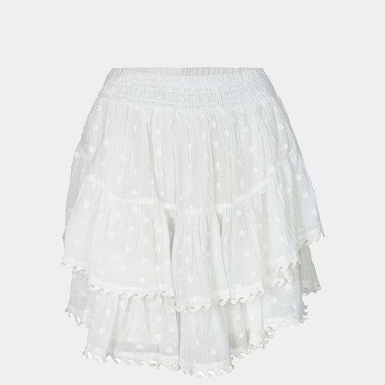 White ruffled skirt on a light gray background