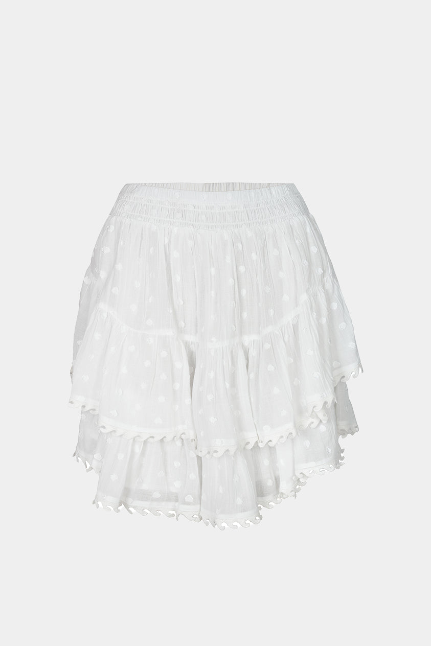 White ruffled skirt on a light gray background