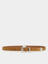 tan leather belt with silver studs and buckle from iblues