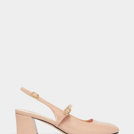 wide chunky heel mary janes with square toe, slingback and cross over strap from iblues