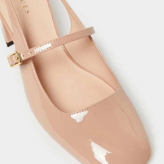 wide chunky heel mary janes with square toe, slingback and cross over strap from iblues birds eye view