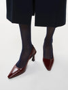 dark red patent leather sling back heels with squared toe from iblues model shot
