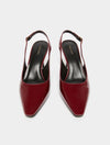 dark red patent leather sling back heels with squared toe from iblues birds eye view