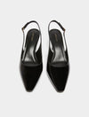 black patent leather sling back heels with square toe from iblues  birds eye view