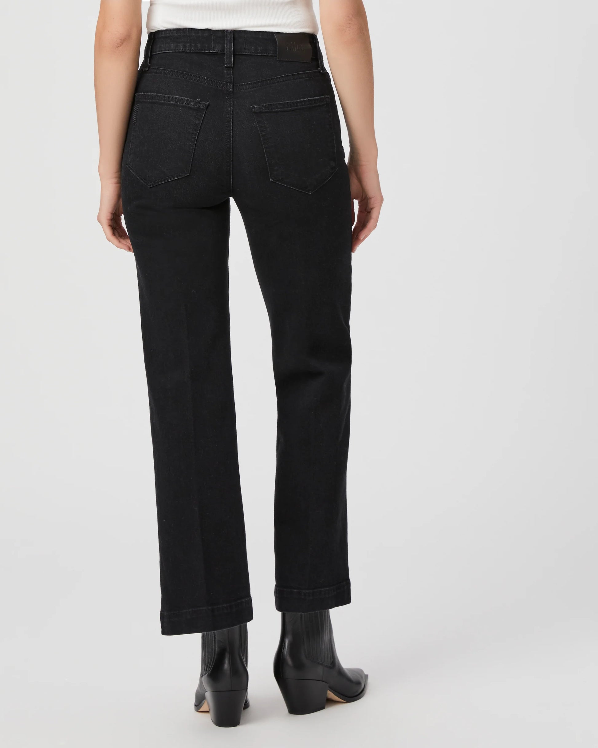 black high rise cropped jeans rear view