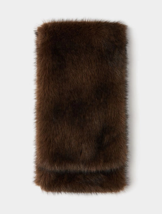 chocolate brown faux fur scarf
