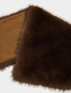 chocolate brown faux fur scarf folded to show satin side