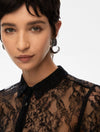 lace sheer black shirt close up