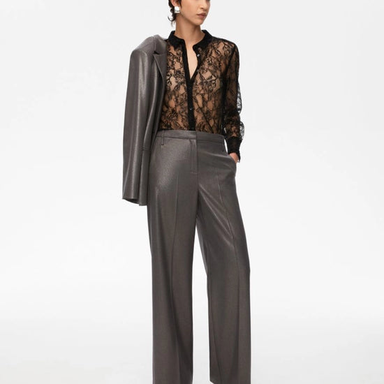 lace sheer black shirt model shot