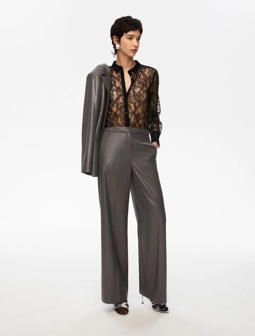 lace sheer black shirt model shot