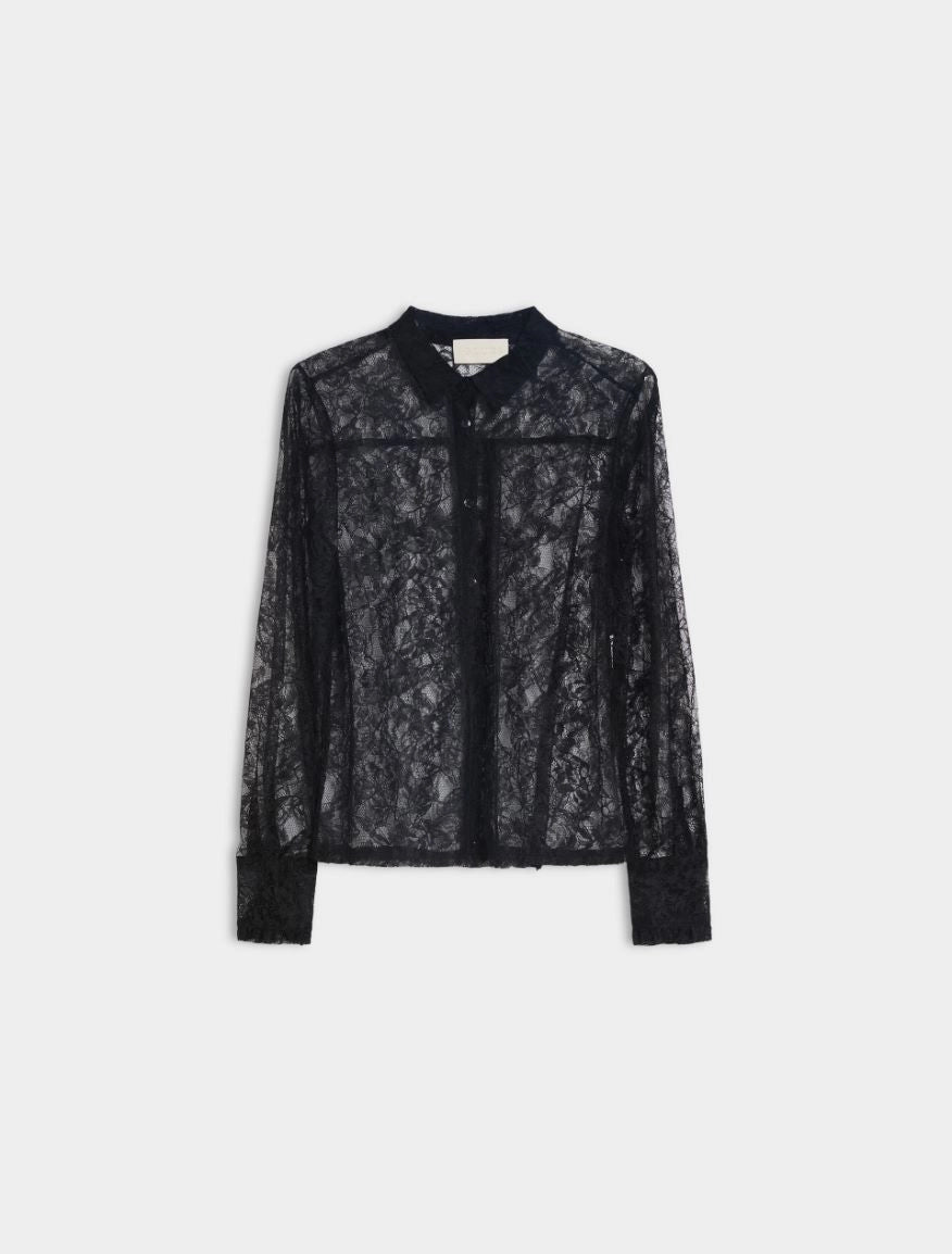 lace sheer black shirt