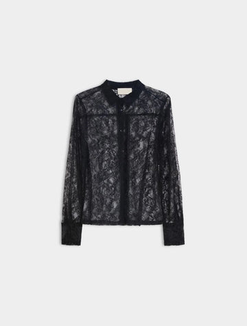 lace sheer black shirt