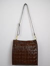 Mock croc brown leather bag with gold hard wear and shoulder and cross body straps