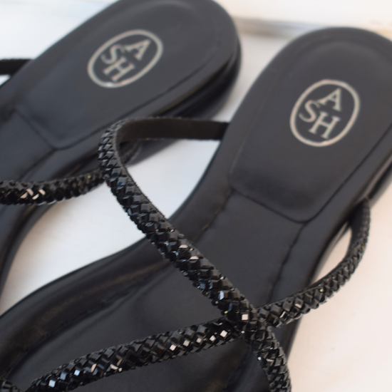 Black sandals with black studs 