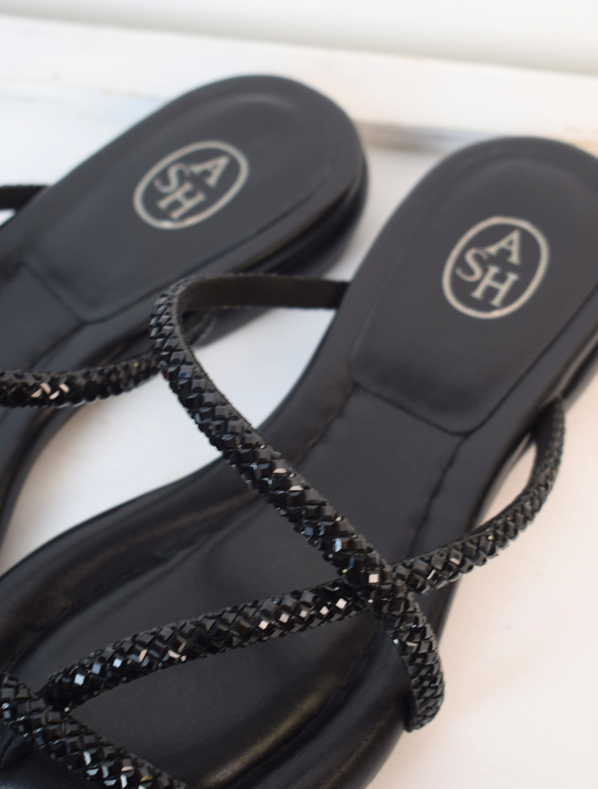 Black sandals with black studs 