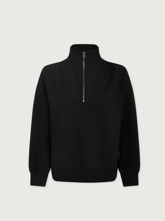 Black half zip long sleeved leisurewear top