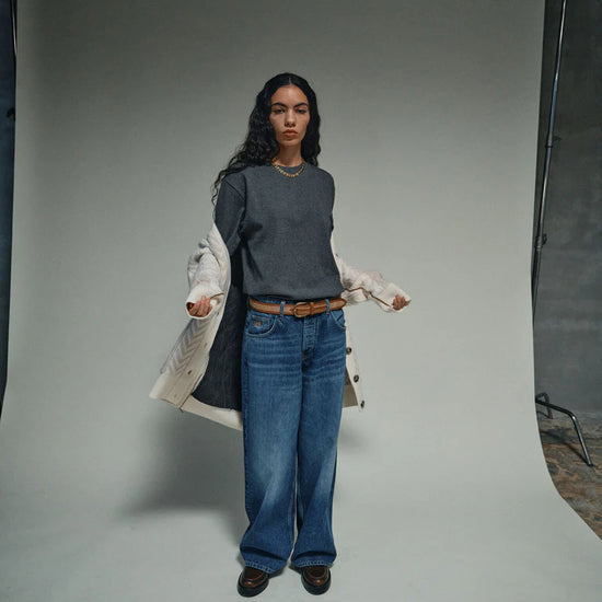 short sleeve grey melange tshirt from heyanno model shot