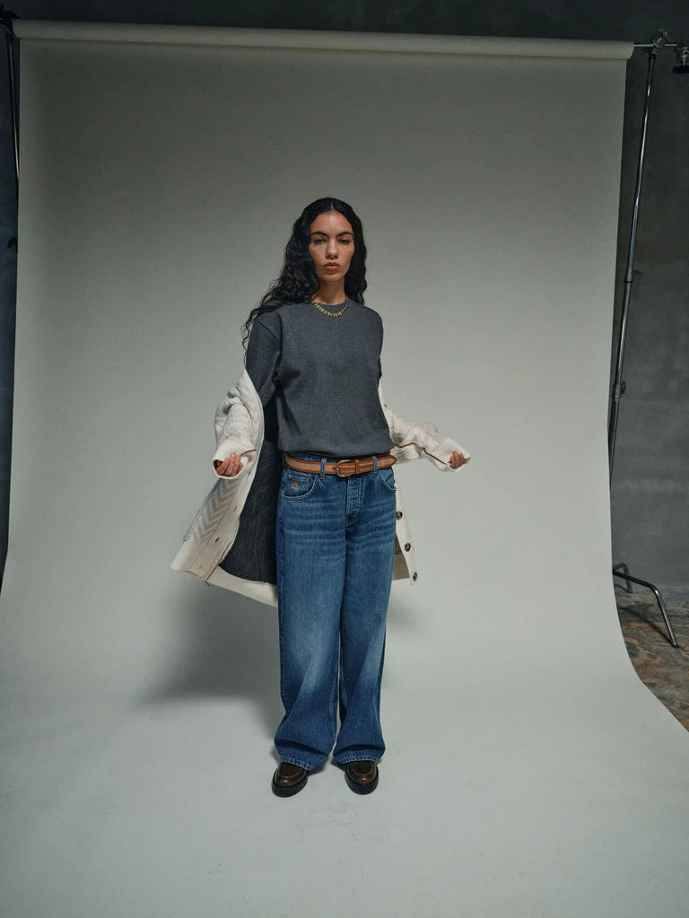 short sleeve grey melange tshirt from heyanno model shot