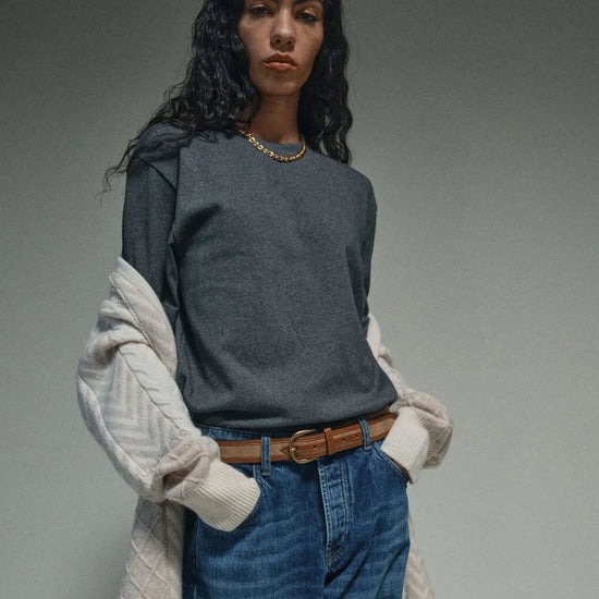 short sleeve grey melange tshirt from heyanno model shot