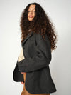 dark grey melange jacket with 2 front pockets and 2 button closure from heyanno side view