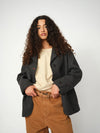 dark grey melange jacket with 2 front pockets and 2 button closure from heyanno model shot