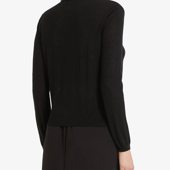 black long sleeve top with rhinestone collar rear view