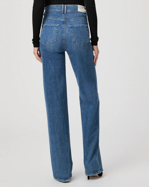 blue wide leg jeans rear view