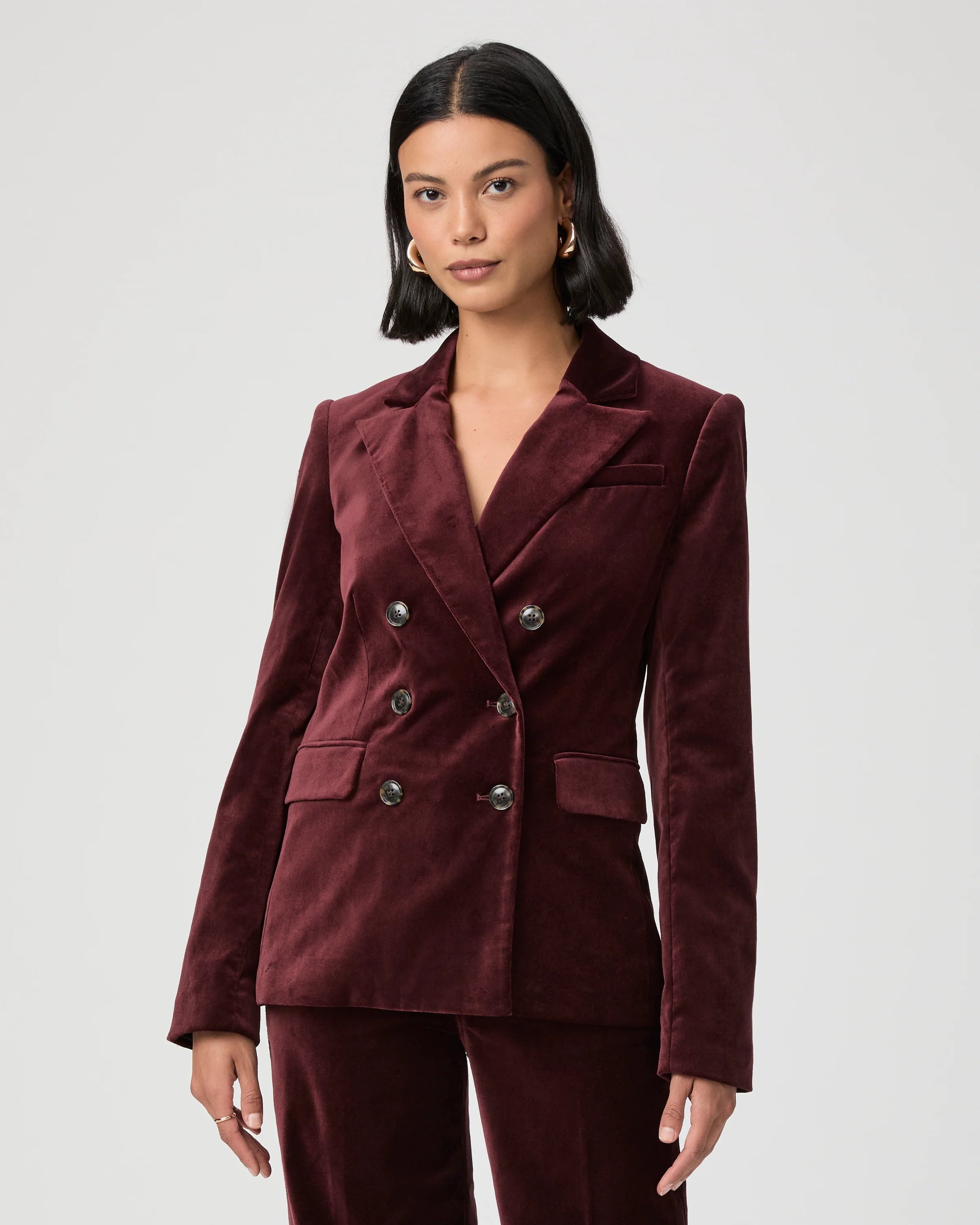 Buttoned up velvet blazer