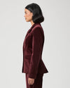 Side view of velvet blazer