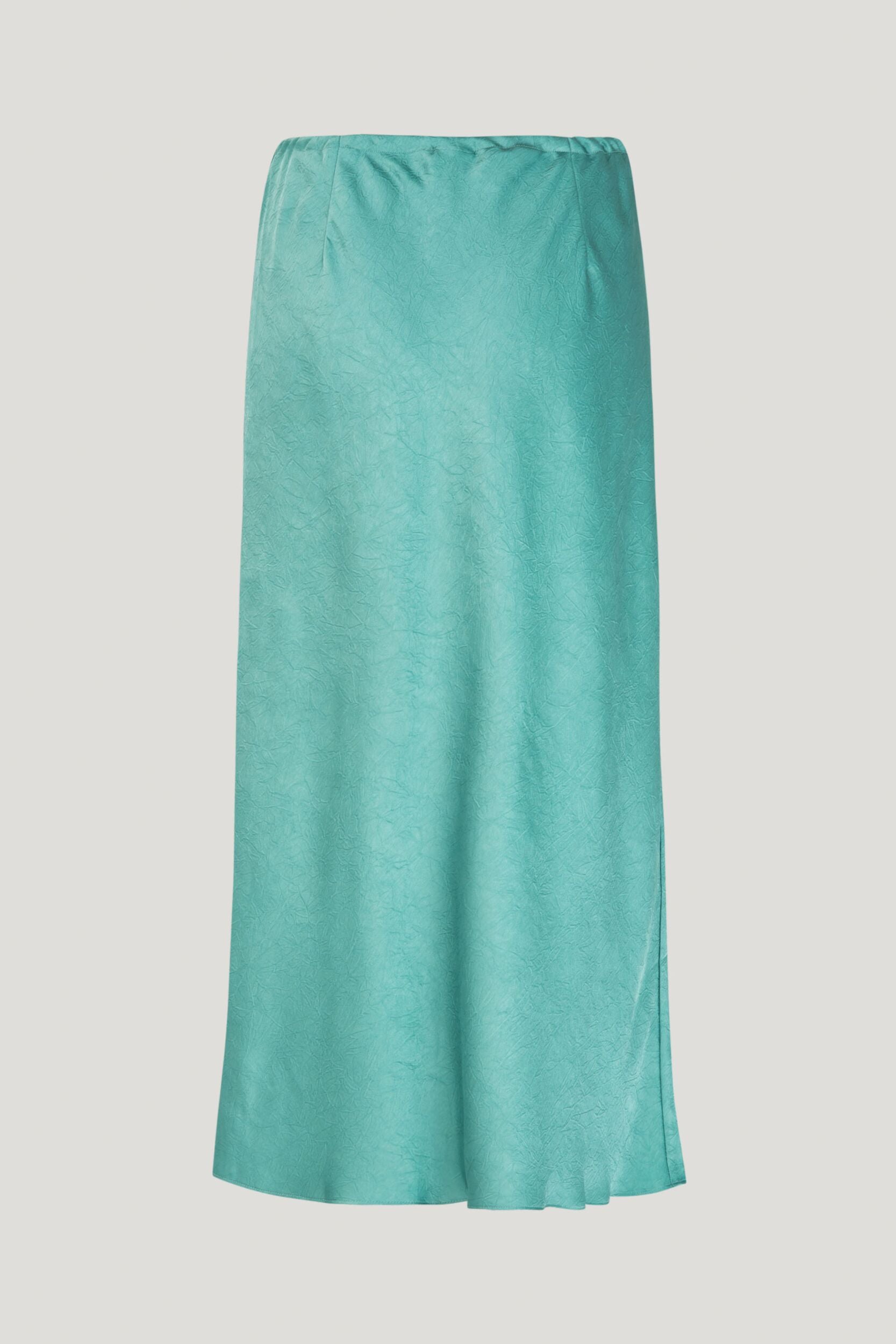 Aqua blue midi slip skirt with drawstring waist