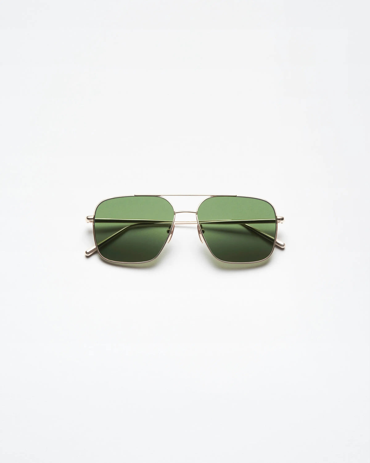 Gold coloured steel frame sunglasses with a square lense
