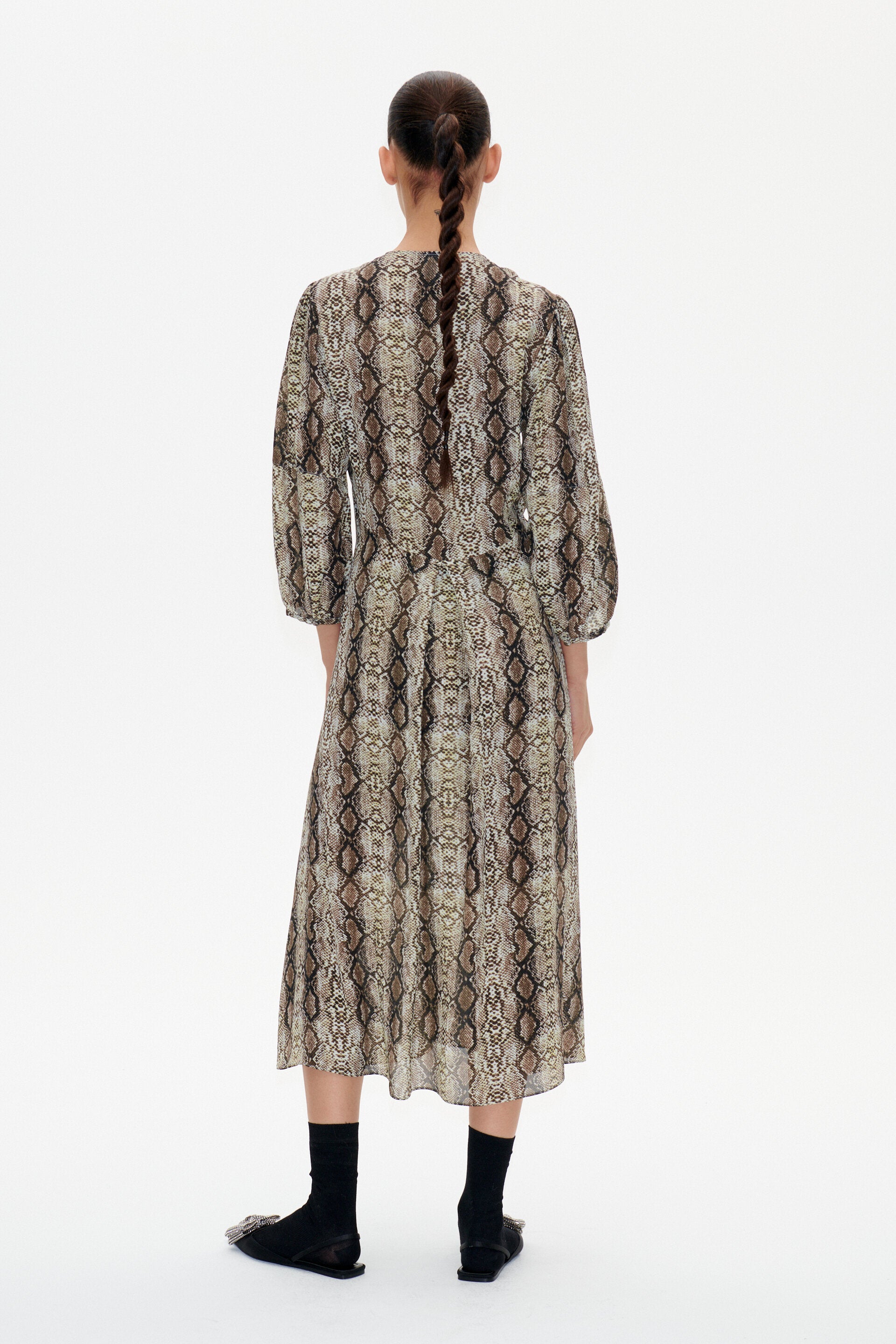 Snake print hot sale midi dress