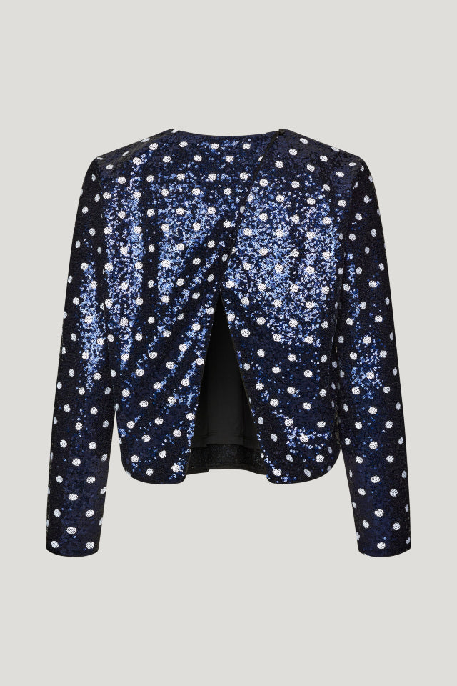 Jiza Top Blue Dotted Sequins