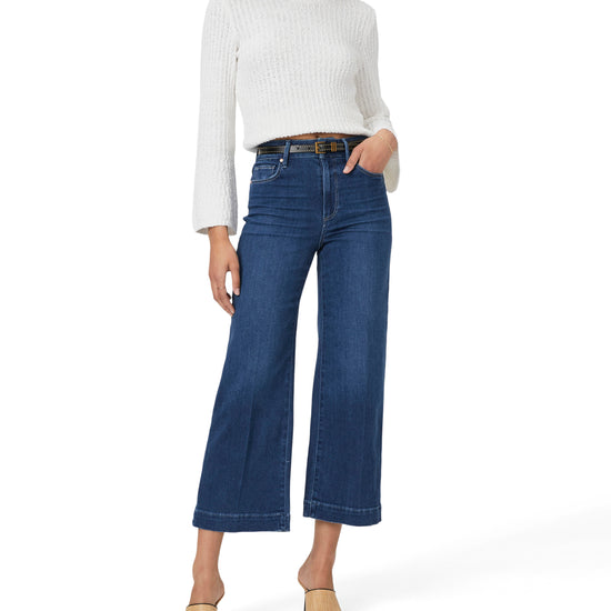 Ankle length wide leg jeans in s amid dark wash