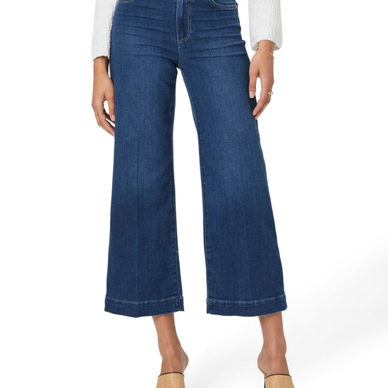 Ankle length wide leg jeans in s amid dark wash